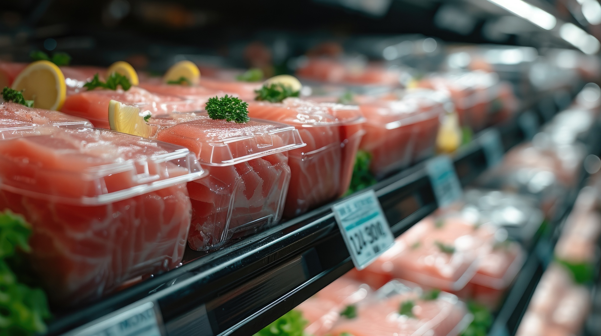 Fresh salmon with lemon and parsley